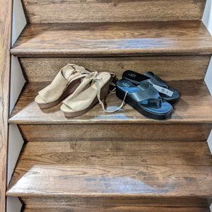 Brand new with tags lace up wedges and slip on black leather sandals Size 9